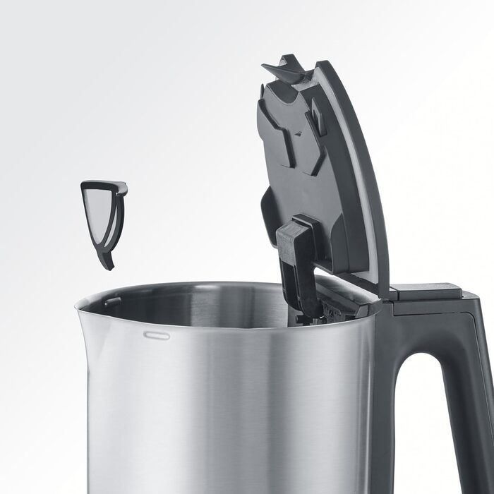 Чайник SEVERIN, потужний і компактний чайник з нержавіючої сталі у високоякісному дизайні, електричний чайник з фільтром від накипу, нержавіюча сталь/чорний, WK 3409, одинарний