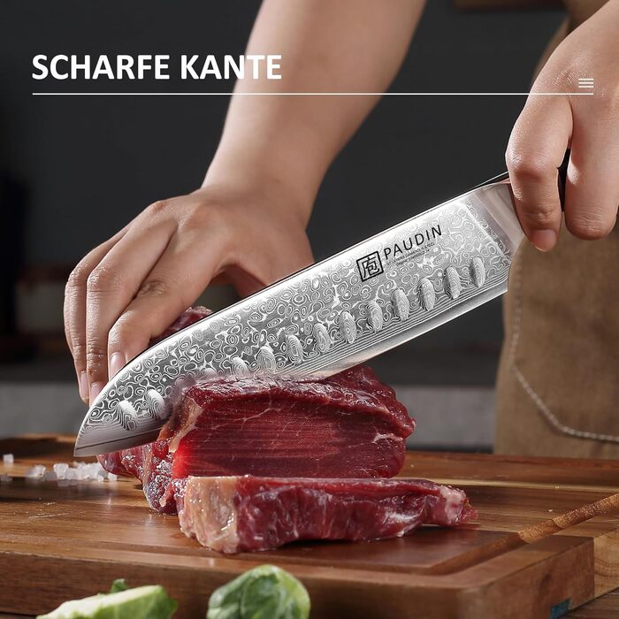 Набор кухонных ножей 3 предмета из дамасской стали PAUDIN