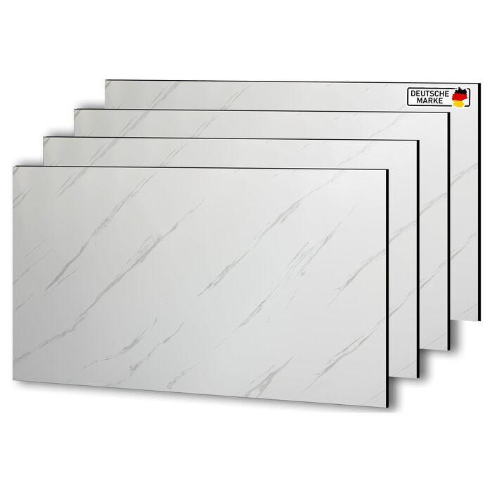 Стінові панелі AS Country Stone під мармур 60x120 см ПВХ-облицювання стіни з пластикових панелей для кухні, ванної кімнати тощо Панель кухонного фартуха (4 шт., колір Ice Berg White)