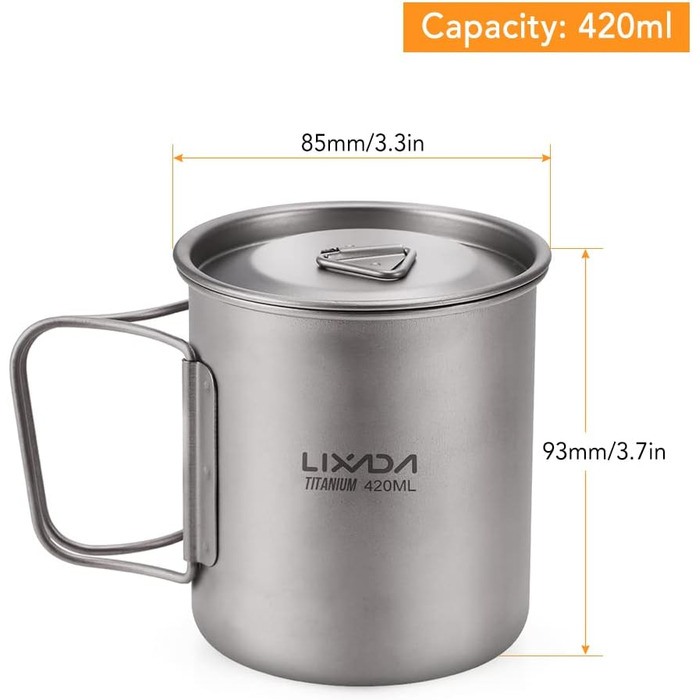 Титановый котелок-чашка для кемпинга Lixada