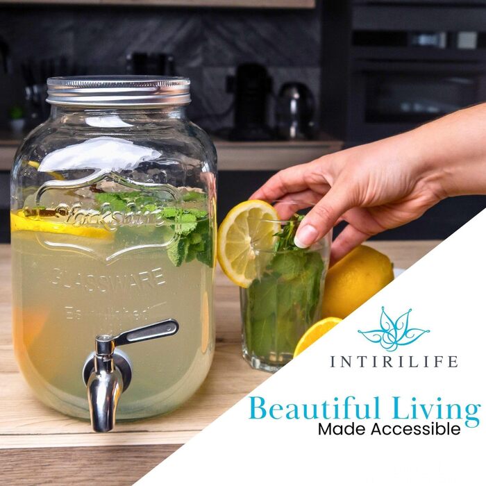 Диспенсер для напитков стеклянный 4 л INTIRILIFE