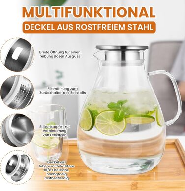 Скляний глечик з кришкою та широкою ручкою 3 л SUSTEAS