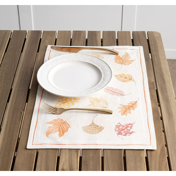 Бавовняні килимки для серветок, набір з 4 шт. , декоративні килимки для серветок, пасхальні килимки, що миються, для свят, вечерь, весни, літа (33 см x 48 см) (13 - Кольори осені), 39Hermine 100