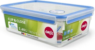 Набір контейнерів для зберігання продуктів EMSA Clip & Close, прямокутні, 5 x 0,8 л, коробки для зберігання, 100 герметичні, придатні для миття в посудомийній машині, морозильної камери та мікрохвильової печі, прозорі, сині, зроблені в Німеччині, N10307 (