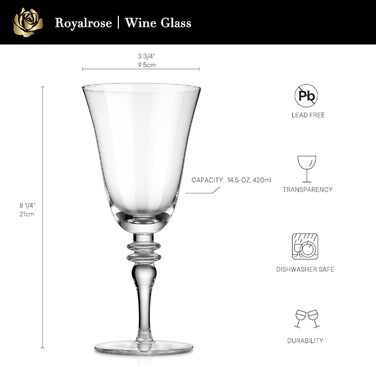 Елегантні келихи у вінтажному стилі 4 шт 420 мл Royalrose