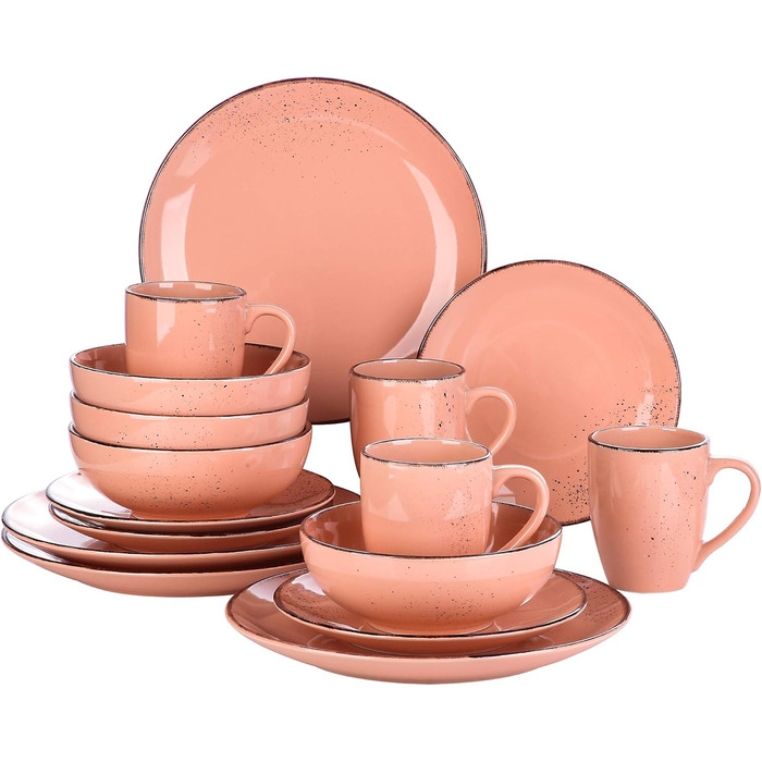 Набір посуду Vancasso на 12 осіб, набір керамічного посуду Navia, комбінований набір з 48 предметів з обідніми тарілками, салатницями, мисками та чашками, вінтажний вигляд, натуральний дизайн