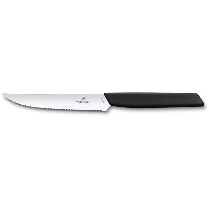 Кухонний ніж Victorinox Swiss Modern Steak&Pizza 12см хвил. з черн. ручкою