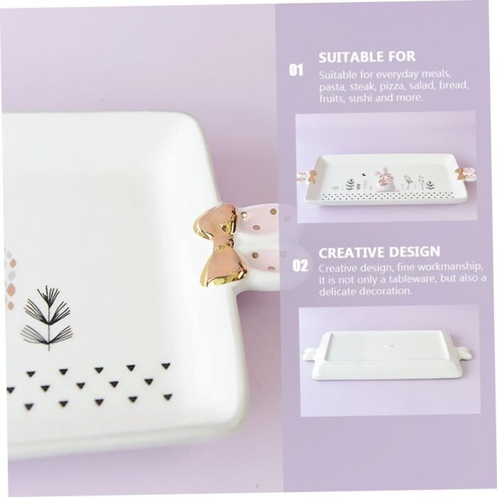 Керамічна сервірувальна тарілка з малюнком кролика 35,5 х 15 см ROMISBABA