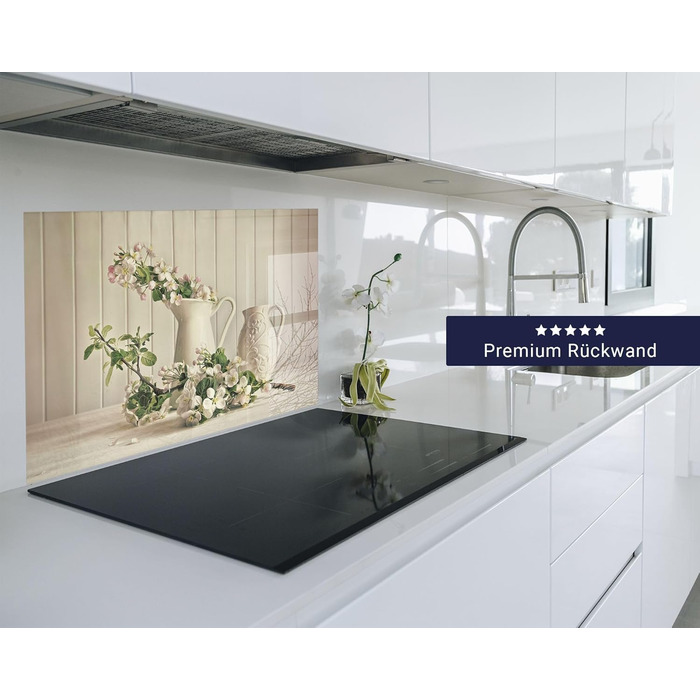 Кухонний фартух timalo зі скляним виглядом Акрилове скло 2 мм Бризкозахисна стіна для плити, скляний фартух, акрилова скляна настінна панель, захисна панель для фартуха Бетонно-блакитно-сірий (140x50 см, 212- Ваза для квітів)