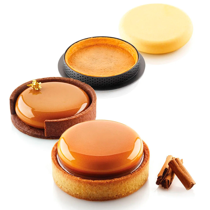 KIT TARTE RING ROUND D80 MM Форма силіконова d 67 h 15 mm + 6 кілець (d 80 mm, h 20 mm) - 1*6 фор