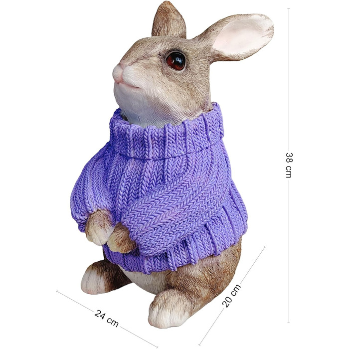 Декоративні фігурки великоднього зайчика у фіолетовому светрі colourliving