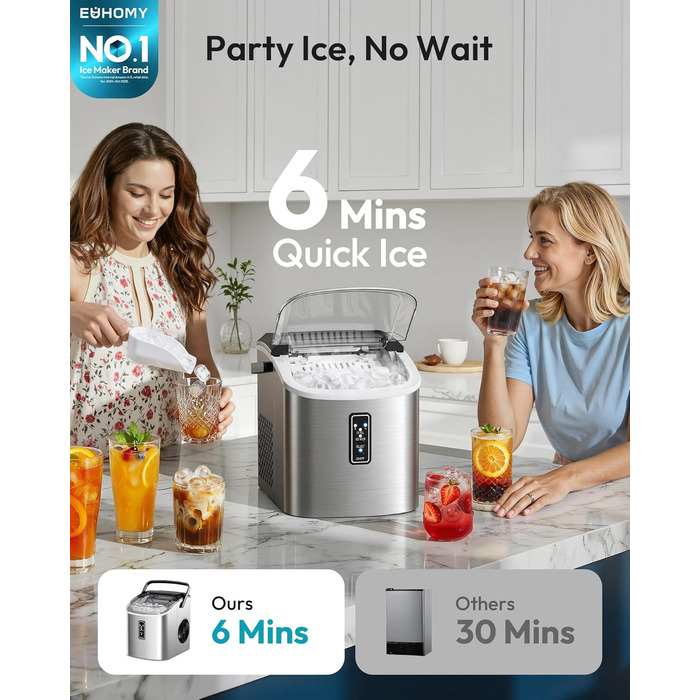 Компактный льдогенератор 1,1 л серебряный EUHOMY