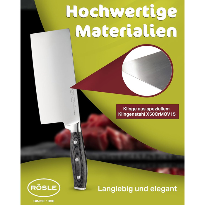 Китайський кухарський ніж 18 см Wolfgrey Rosle