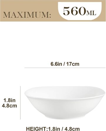 Серія Elisa, 12-предметний кавовий набір з кремового порцеляни, кавові чашки та блюдця на 6 осіб для кави, чаю, десертів (білий, миска для пластівців (6 шт.))