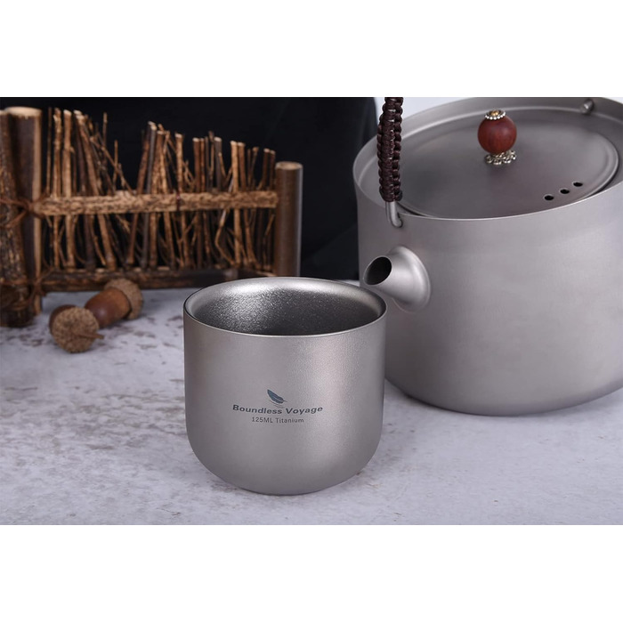 Мл Двошарова титанова чашка Чашка для чаю Кавова чашка Легка відкрита кружка для кемпінгу Посуд для напоїв Посуд 3 шт. (1 шт. /чашка), 125