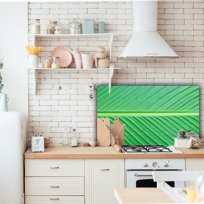 Дизайнерський кухонний бризкозахисний екран з алюмінієвого композиту, кухонний фартух, товщина 3 мм, 60x100 см, (колір пальмового листя)