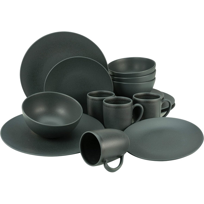 Набор посуды на 4 персоны, 16 предметов, Soft Touch Black Creatable