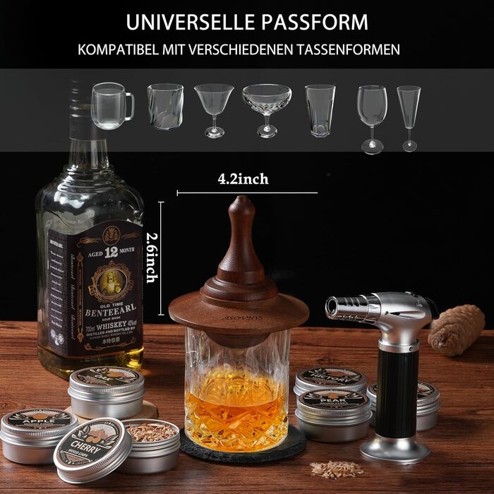 Набор для копчения виски с факелом 6 вкусов ASOVNIS