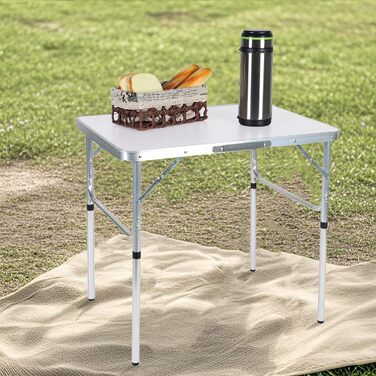 Стол для кемпинга 75 х 55 х 70 см белый Relaxdays