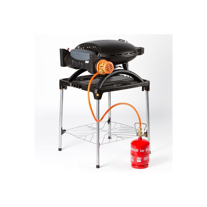 КОМПЛЕКТ Портативный переносной газовый гриль O-GRILL 500, черный+шланг в подарок! Код: 011672