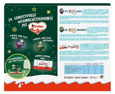 Різдвяний адвент-календар 2025 з 24 шоколадними сюрпризами, 121 г Kinder