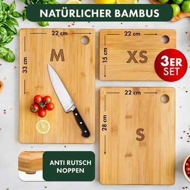 Набір з 6 бамбукових дощок для сніданку Blumtal - 22x14x0,8 см - антибактеріальні дерев&39яні дошки - дошки для сніданку - дошки для перекусу - обробні дошки (22Дx15Ш / 28Дx22Ш / 33Дx22Ш)