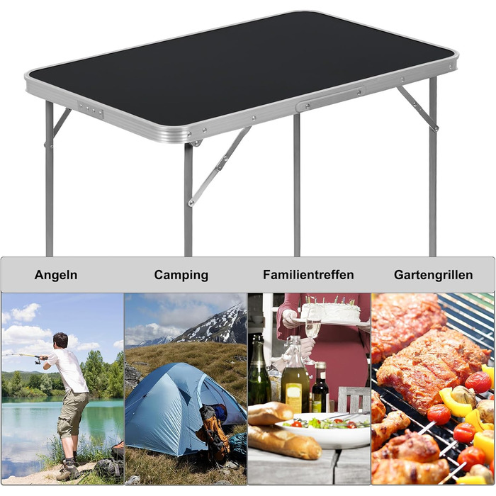 Розкладний стіл для відпочинку 80x50x70 см чорний eSituro