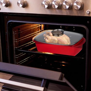 Жаровня с крышкой 5 л красная Relaxdays