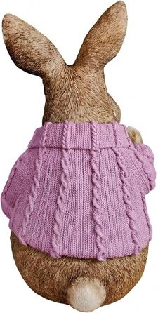 Декоративні фігурки великоднього зайчика у рожевому светрі colourliving