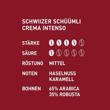 Кава в зернах 65% арабіка 35% робуста, 1 кг Crema Intenso Schwiizer Schüümli