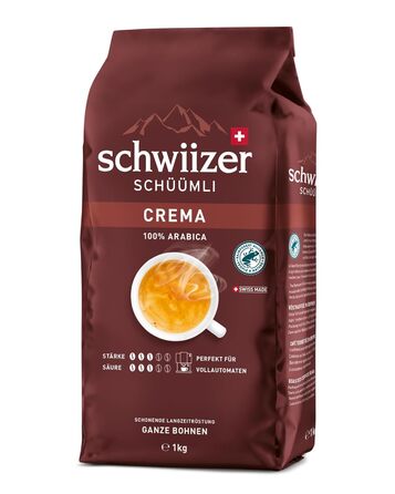 Кава в зернах 100% арабіка, 1 кг Crema Schwiizer Schüümli