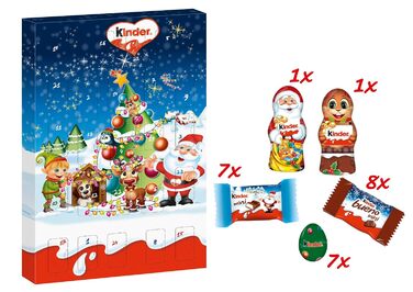 Різдвяний адвент-календар, 24 шоколадні делікатеси 150 г Mini Mix Kinder