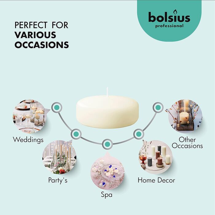 Плаваючі свічки  12 шт. час горіння 8 годин bolsius