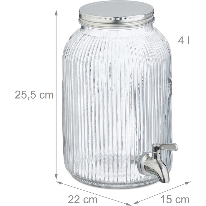 Диспенсер для напоїв з краном та кришкою 4 л Relaxdays