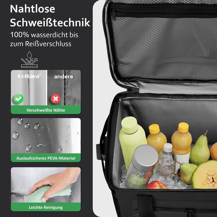 Складана водонепроникна термосумка 30 л чорна COTTARA