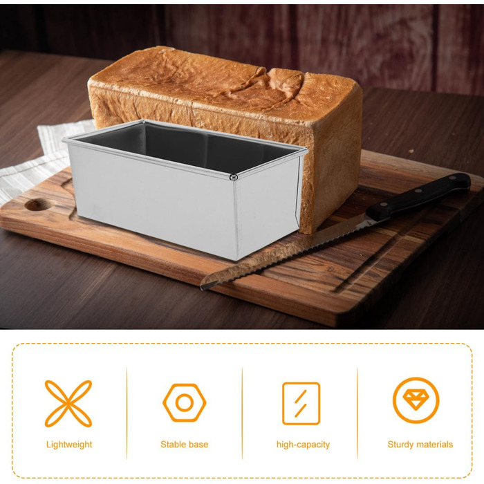 Форма для хліба Ciieeo з нержавіючої сталі, міцна форма для випікання хліба без кришки, універсальна форма для тостів для рівномірного випікання, легко миється, для домашнього та комерційного використання