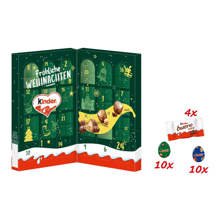 Різдвяний адвент-календар 2025 з 24 шоколадними сюрпризами, 121 г Kinder