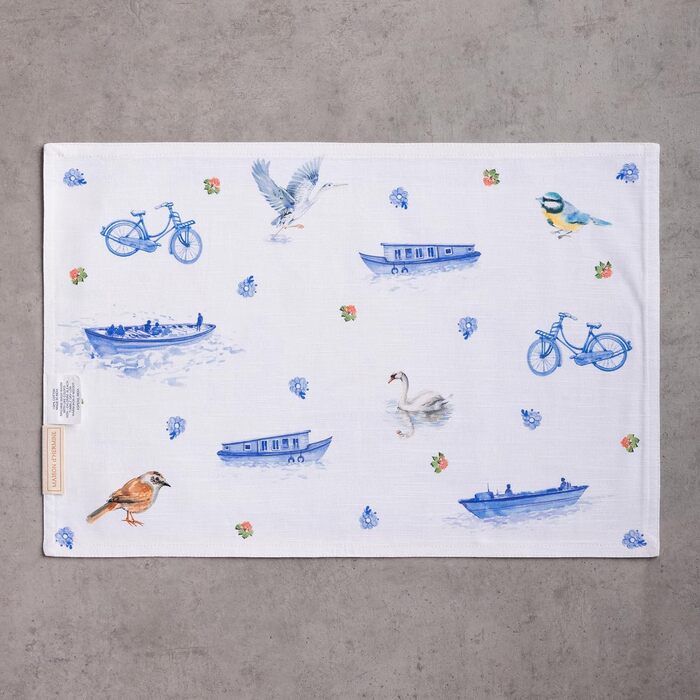 Серветки Maison d&39Hermine зі 100 бавовни, набір з 4 шт. , декоративні серветки, пасхальні серветки, які можна прати, для свят, вечерь, весни, літа (33 см x 48 см) (013 - Амстердамські канали)