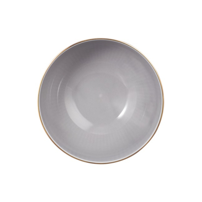 Пиала для хлопьев 15 см, серая с золотистым ободком  Amina Silbergrau Goldrand Seltmann Weiden