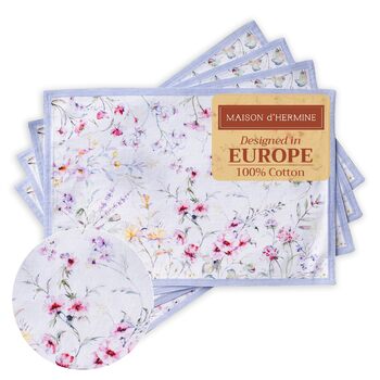 Серветки Maison d&39Hermine зі 100 бавовни, набір з 4 шт. , декоративні серветки, пасхальні серветки, які можна прати, для свят, вечерь, весни, літа (33 см x 48 см) (Літні квіти.)