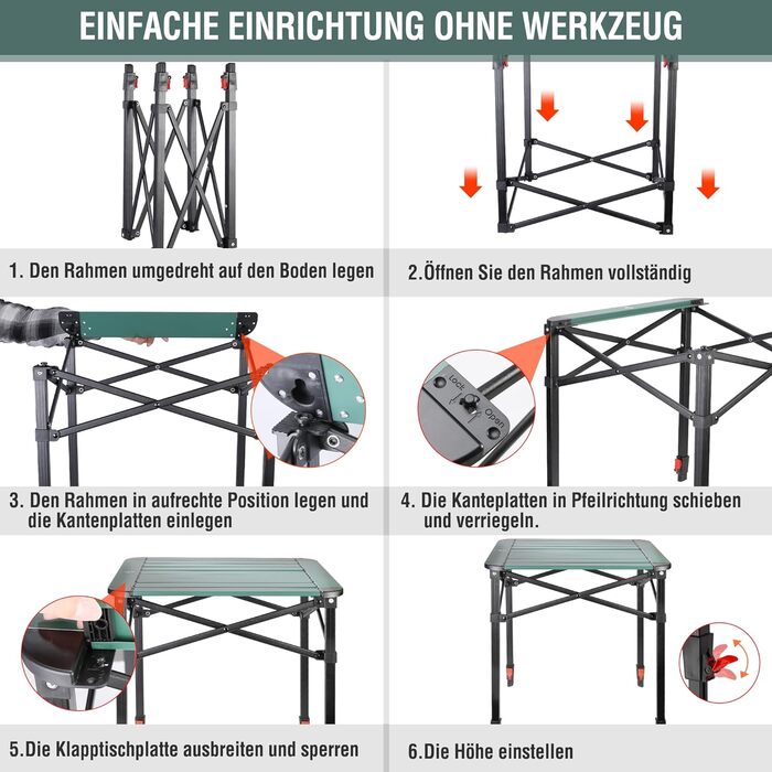 Алюминиевый раскладной стол 70 х 70 х 78 см VILLEY