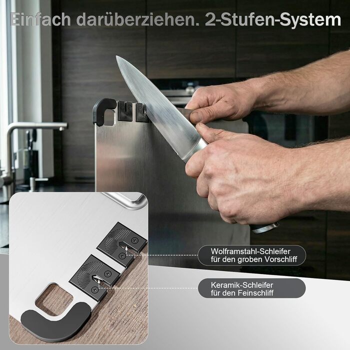 Разделочная доска из нержавеющей стали 38 x 28 см с точилкой для ножей и силиконовыми уголками Bafeil