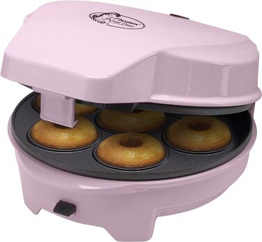 Виробник тортів Bestron 3-в-1 у ретро-дизайні, з 3 змінними пластинами для випічки, виробник пончиків, кексів і кейк-попсів, антипригарний, 700 Вт, колір (рожевий)