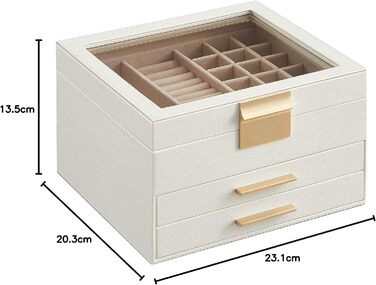 Скринька органайзер для ювелірних виробів 3-рівнева хмарно-біла SONGMICS