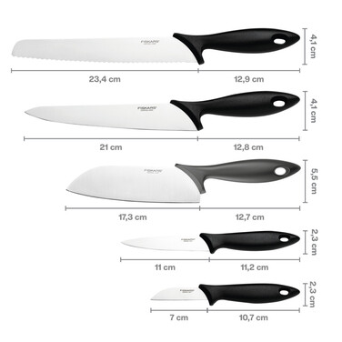 Набор ножей Fiskars Essential в деревянном блоке (1023782)