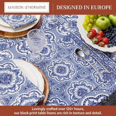 Бавовняні килимки для серветок, набір з 4 шт. , декоративні килимки для серветок, пасхальні килимки, що миються, для свят, вечерь, весни, літа (33 см x 48 см) (014 - Melodie Bleue), 39Hermine 100