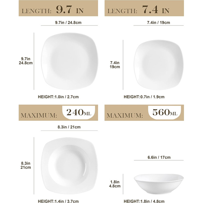 Серія Elisa, 12-предметний кремовий порцеляновий кавовий набір, кавові чашки та блюдця на 6 осіб для кави, чаю, десертів (білий, набір посуду (24 предмети))