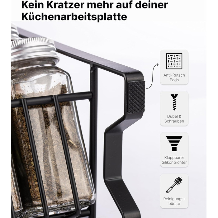 Підставка для спецій трирівнева з 24 баночками, чорна Deco haus