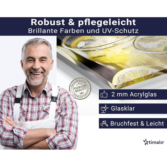 Фартух для плити timalo, настінна раковина, кухонний фартух, скляний вигляд Акрилове скло 2 мм Скляний фартух, акрилові скляні кухонні панелі, захисна панель для фартуха Мармурове біле золото (60x52 см, 97- Лимонад)