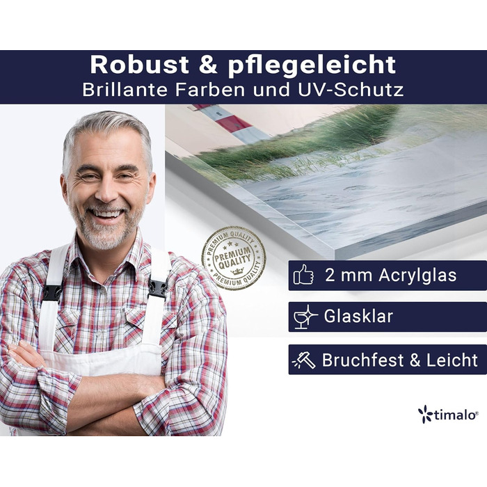 Кухонний фартух timalo зі скляним виглядом Північне море, очерет, захід сонця, океан, солома 2 мм акрилове скло Бризокості для плити, кухонний скляний фартух, акрилові скляні стінові панелі, захисна панель для фартуха (60 x 40 см, 300- Маяк)